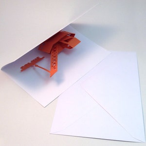 personalized crane popup card in orange and name of your choice image 3