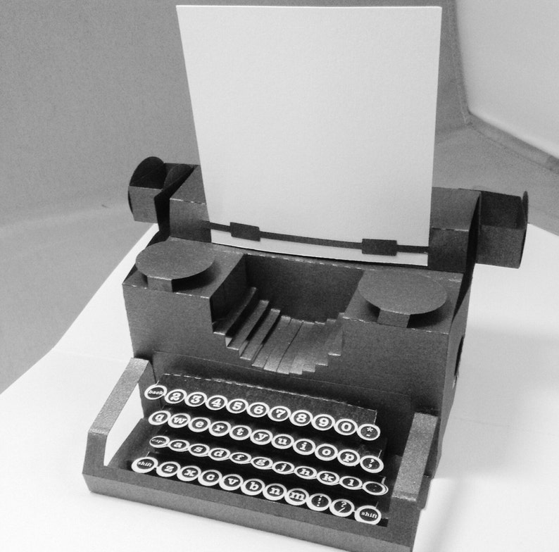 personalised, typewriter, popup card with keys image 3