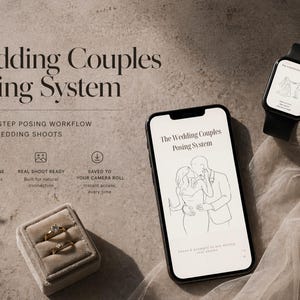 Poseersysteem voor bruidsparen | Openhartige en natuurlijke trouwhoudingen | Snelle gids voor fotografie | Telefoon + horloge