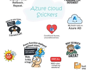Adesivos divertidos do Azure para engenheiros de nuvem | PNG digital | Humor DevOps/TI
