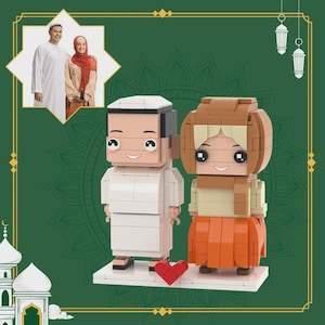 Custom Brick Figures for Muslim Couples, Personalized Full Body 2 People Miniatures, Islamic Marriage Gift, Handmade Muslim Family Keepsake