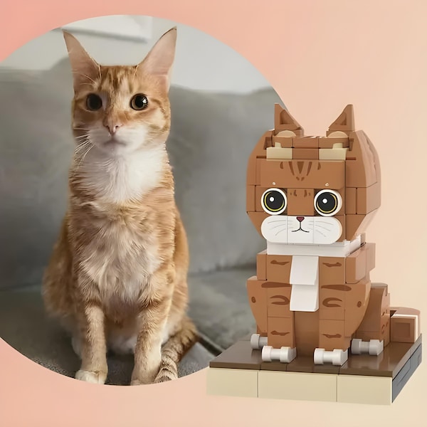 Custom Cat Brick Figure: Personalized Pet Keepsake