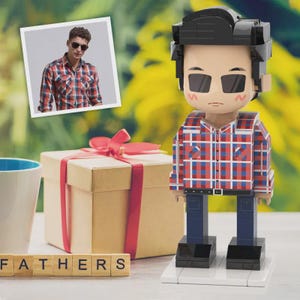 Custom Mini Figure from Photo, Personalized Block Character for Men, 1 Person Custom Brick Figure, Father’s Day Gift, Birthday Keepsake