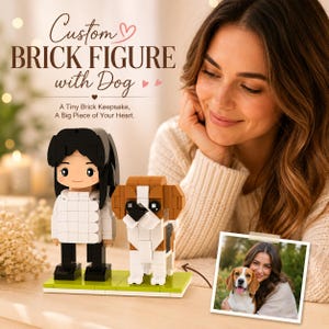 Custom Brick Figure with Dog: Personalized Pet Memory Gift