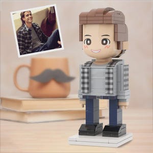 Custom Mini Figure from Photo, Personalized Block Character for Men, 1 Person Custom Brick Figure, Birthday Gift, Father’s Day Keepsake