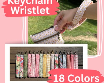 Plush Fabric Keychain Wristlet Key Fob – Soft and Cozy Key Ring in 18 COLORS with Brass, Gold, Rose Gold, Black, Silver or Grey Clip
