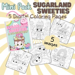 Zuckerland Sweeties Ausmalseiten zum selbst ausmalen - druckbare PDF + PNG zum digitalen Ausmalen | Niedliches Candy Girls | Digitaler Download