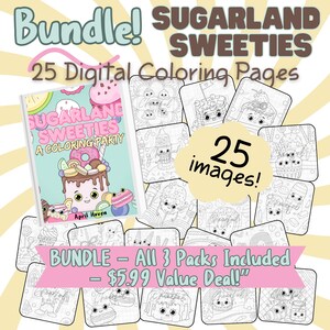 SET! Alle Sugarland Sweeties Malvorlagen - Printable PDF + PNG zum digitalen Ausmalen | Niedliches Candy Girls | Digitaler Download