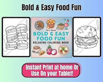 Bold and Easy Food Coloring Pages Printable | Simple Cute Food Coloring Sheets PDF & PNG | Stress Free Coloring