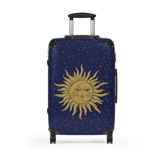 Celestial Suitcase: Sun, Moon Stars Design Travel Luggage