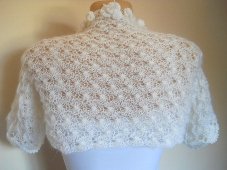 Women Shrug Bolero Ready To Ship Summer Wedding Bridal Bridesmaid Accessories Hand Knitted Jacket Crocheted Easy Romantic Gift Capelet White image 5