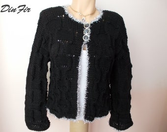 Women Bolero Shrug Wedding Bridal Accessories Cape Hand Knitted Ready To Ship Crochet Elegant Capelet Cardigan Bridesmaid Black Long Sleeves