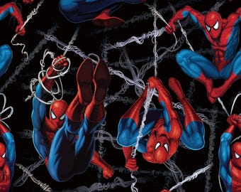 Spider Fabric Super Hero Fabric Spiderman Fabric 100% Cotton Fabric Cartoon Cotton Fabric By The Half Yard