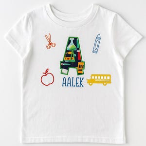 Personalized Back to School Shirt with Embroidered Name and Initial