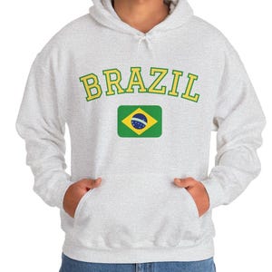 Brazilian Pride Unisex Graphic Hoodie | Brazil Flag Hooded Sweatshirt | Gift For Sports Fans | Vacation Travel Souvenir | WorldWideHoodz