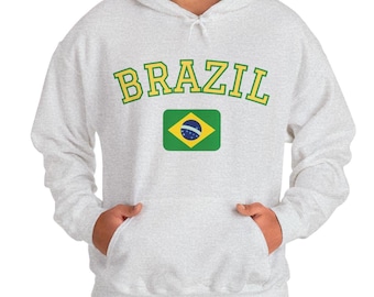 Sudadera unisex con capucha y bandera brasileña: Orgullo brasileño