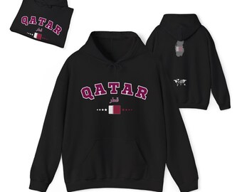 Qatar Flag Hoodie: Unisex Travel Pullover Sweatshirt