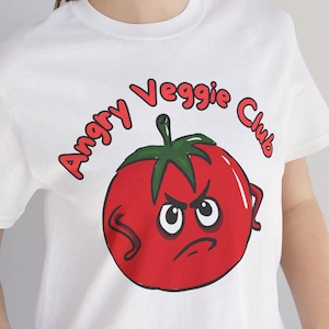Tomato Graphic Tee, Angry Veggie Club, Cute Gardening Shirt, Tomato Tee, Fun Summer Outfit, Perfect Gift for Foodies