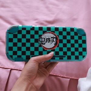 OLED Protective Case Compatible with Switch OLED Console, Green Checkered Hard Shell Cover, Anime Inspired Gaming Accessory