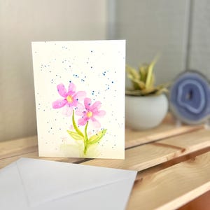 Cartão de flores em aquarela, cartão em aquarela, para aniversário, cartão de mensagem para o verão, cartão em branco, cartão de aniversário em aquarela, aquarela feita à mão, para a mãe