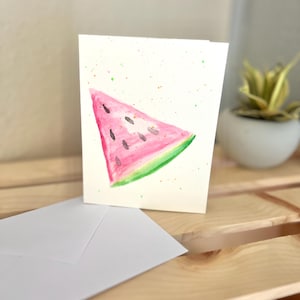 Cartão de melancia em aquarela para aniversário, cartão em aquarela, cartão para crianças e adultos, cartão em branco, cartão de aniversário em aquarela para meninas, cartão de verão