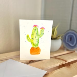 Carte de cactus aquarelle, carte d'anniversaire, carte de correspondance pour l'été, carte vierge, carte d'anniversaire aquarelle, aquarelle faite main, été