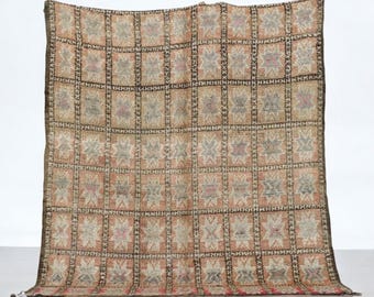 Vintage Moroccan Rug Old Beni Mguild Rug – Handmade Berber Rug & moroccan Beni Mguild Rug , 70.1 x 81.9 Authentic Moroccan Wool Carpet