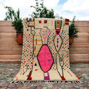 Custom Azilal Rug Teppich - Moroccan Wool Berber Carpet Handmade to Order Colorful Abstract Area Rug