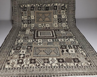 XL Moroccan Wool Rug: Handmade Berber Tribal Carpet, Neutral Boho Style