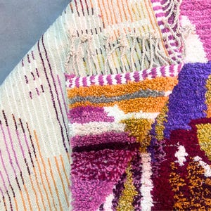 Colorful Moroccan Berber rug – Handmade Wool Area boho – Boho Abstract carpet – Custom Size image 4