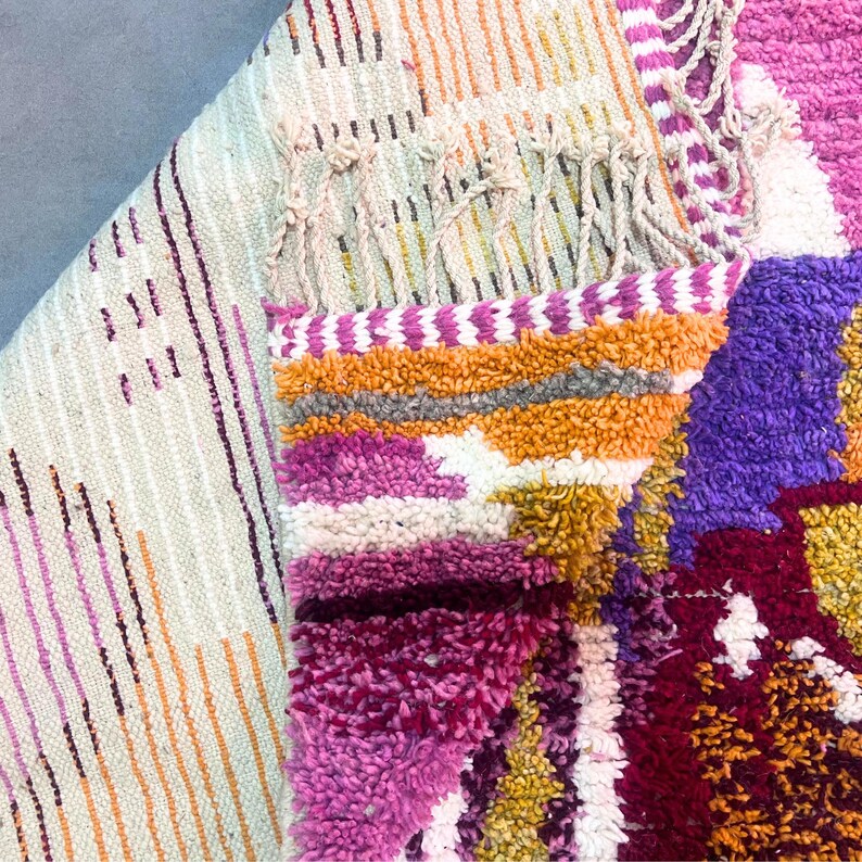 Colorful Moroccan Berber rug – Handmade Wool Area boho – Boho Abstract carpet – Custom Size image 4