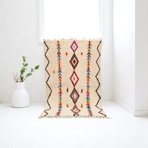 Boujaad Tribal Rug - Authentic Moroccan Berber Carpet Traditional Symbols Pore Weave Custom Size