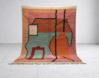 Handgefertigter Berber Teppich aus Wolle – Marokkanischer Teppich für moderne Boho-Dekoration
