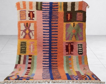 Moroccan Artistic Rug Colorful Wool Bohemian Custom Size Area Home Decor