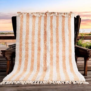 Handmade Wool Moroccan Rug: Striped Berber Kilim Rug