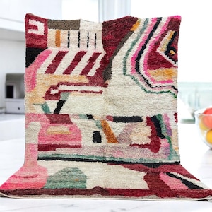 Handmade Wool Berber Rug: Colorful Moroccan Carpet, Custom Size
