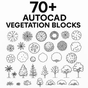 Landschafts-DWG-Blöcke - 70+ 2D-Pflanzensymbole für Architekten, Autocad-Vegetationsblöcke mit Drauf- und Seitenansichten für die Landschaftsgestaltung