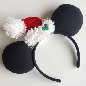 Red Velvet Santa Hat Mouse Ears | Christmas Holiday Mouse Ears