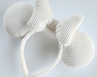 Soft Ivory Corduroy Mouse Ears | Off White Mouse Ears