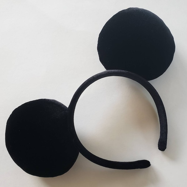 Solid Black Velvet Mouse Ears With No Bow