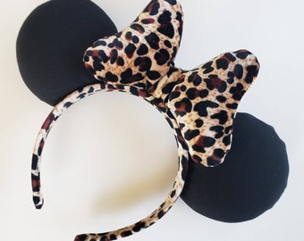 Leopard Print Velvet Mouse Ears | Animal Kingdom Mouse Ears | Animal Ears | Safari Mouse Ears