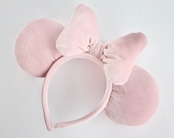 Soft Blush Light Pink Velvet Mouse Ears