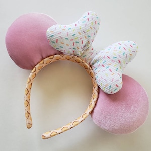 Ice Cream Cone With Sprinkles Mouse Ears Headband | Pink Velvet Mouse Ears Headband | Treat Mouse Ears