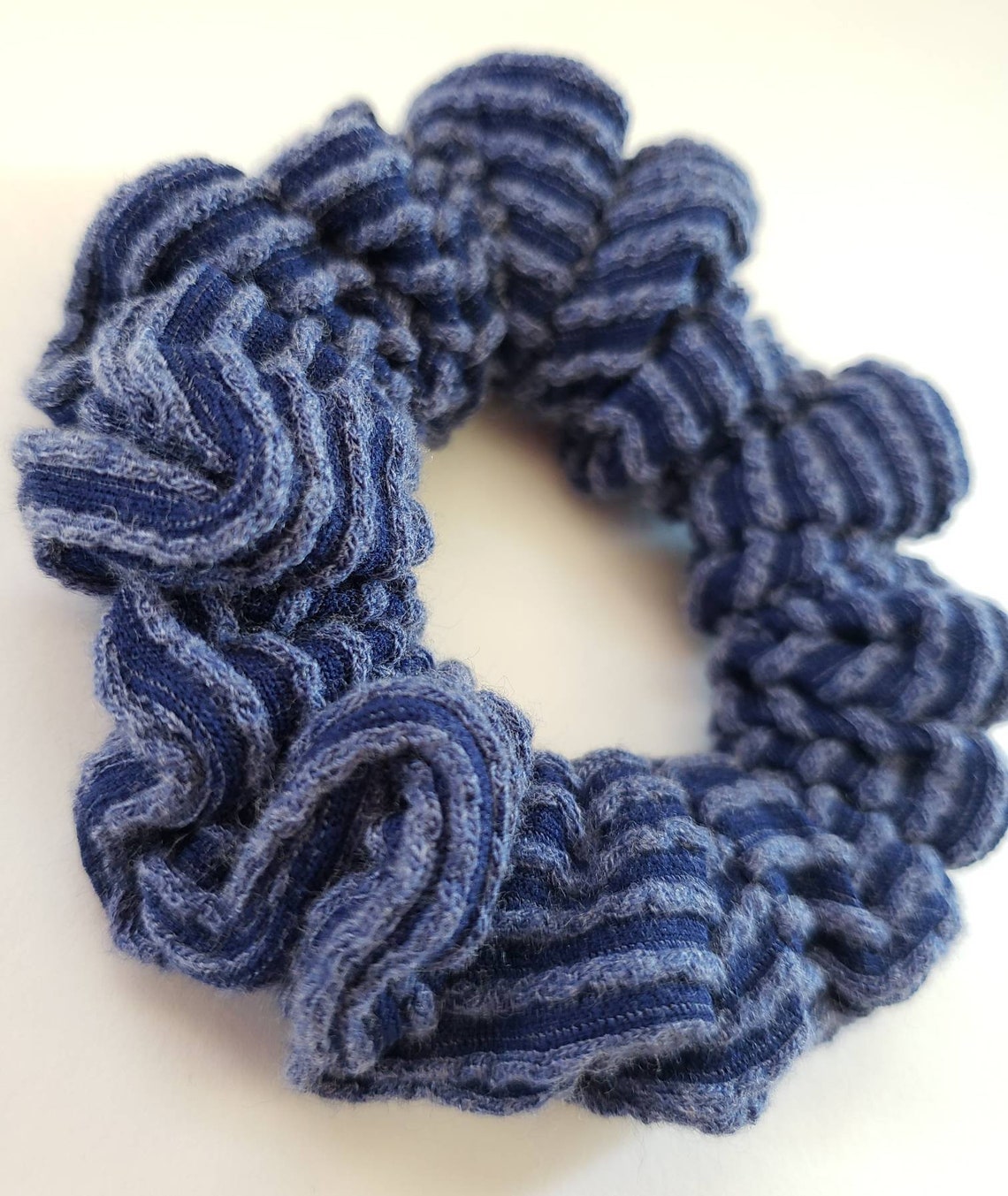 Blue Ribbed Scrunchie Average Size Scrunchie Hair Tie - Etsy