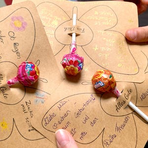 Schmetterling Lollipop Karte, Sofort–Download, Lutscher Geschenkidee, Lolly Gastgeschenk, Geburtstagskarte, Einladungskarte, 5 PDF Vorlagen