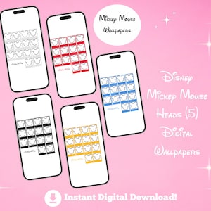 Disney Digital Wallpaper Phone Bundle Neutral Aesthetic Background Mickey Mouse iphone, Minimalist Mickey, Digital Wallpaper for Mobile