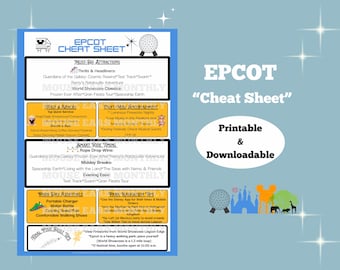 Epcot Itinerary Cheat Sheet | WDW Disney World Planner PDF | Instant Download Printable Vacation Schedule