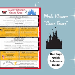 Magic Kingdom Itinerary Cheat Sheet | WDW Disney World Planner PDF | Instant Download Printable Vacation Schedule