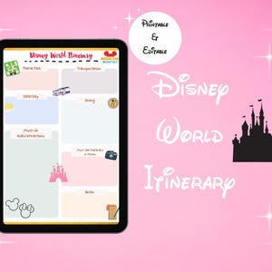 WDW Travel Itinerary Template, Travel Planner Tablet, Travel Vacation Checklist, Canva Template, Disney World Itinerary 2025