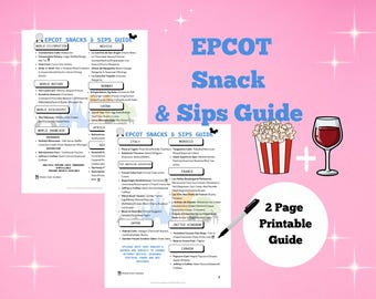 Epcot Snack Guide | Printable PDF | Drinking Around The World | WDW Instant Download